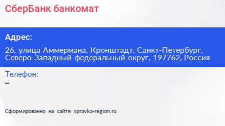 СберБанк банкомат - визитка