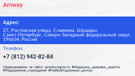 Amway - визитка