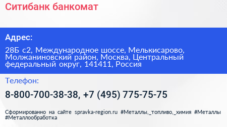 Ситибанк банкомат - визитка