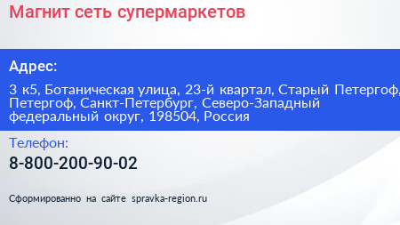 Магнит сеть супермаркетов - визитка