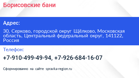 Борисовские бани - визитка