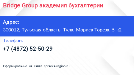 Bridge Group академия бухгалтерии - визитка