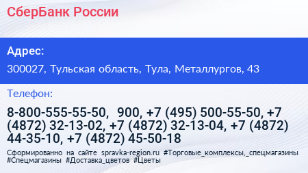 СберБанк России - визитка