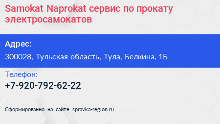 Samokat Naprokat сервис по прокату электросамокатов - визитка