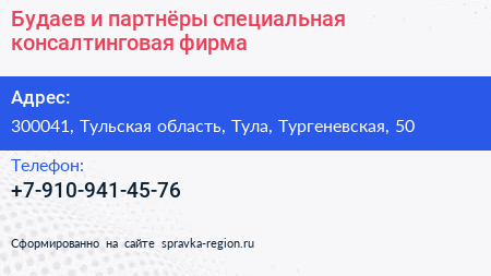 Будаев и партнёры специальная консалтинговая фирма - визитка