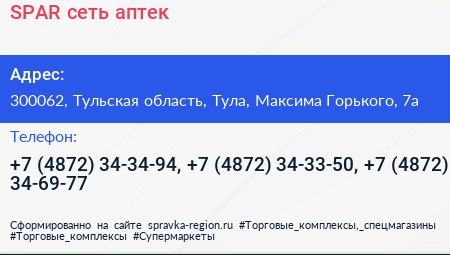 SPAR сеть аптек - визитка