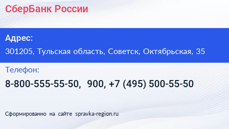 СберБанк России - визитка