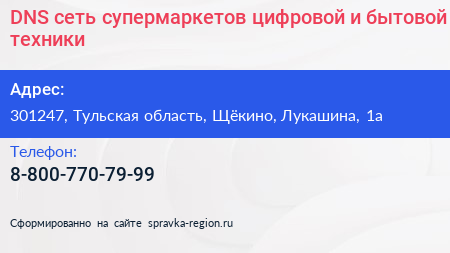 DNS сеть супермаркетов цифровой и бытовой техники - визитка