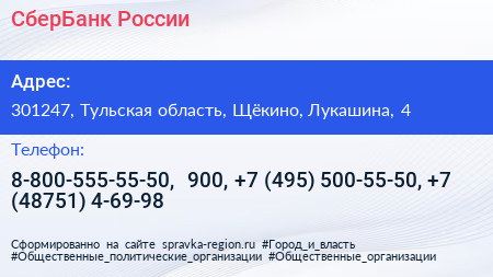 СберБанк России - визитка