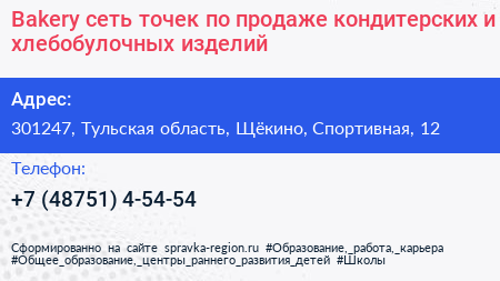 Bakery сеть точек по продаже кондитерских и хлебобулочных изделий - визитка