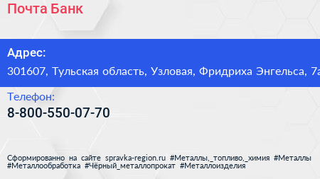 Нажмите, чтобы скачать визитку Почта Банк - визитка