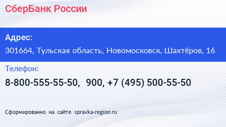 СберБанк России - визитка