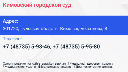 Кимовский городской суд - визитка