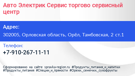 Авто Электрик Сервис торгово сервисный центр - визитка