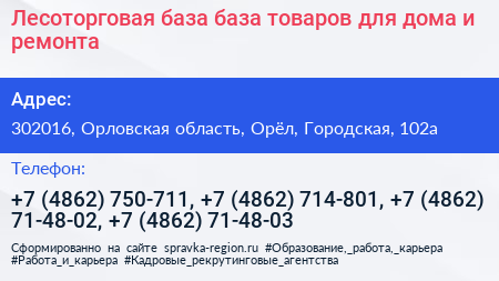Лесоторговая база база товаров для дома и ремонта - визитка