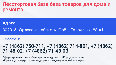 Лесоторговая база база товаров для дома и ремонта - визитка
