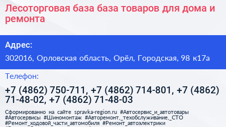 Лесоторговая база база товаров для дома и ремонта - визитка
