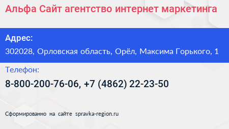 Альфа Сайт агентство интернет маркетинга - визитка