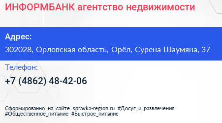 ИНФОРМБАНК агентство недвижимости - визитка