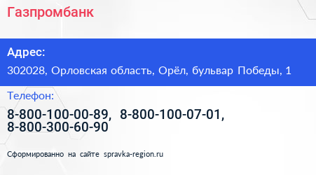 Газпромбанк - визитка