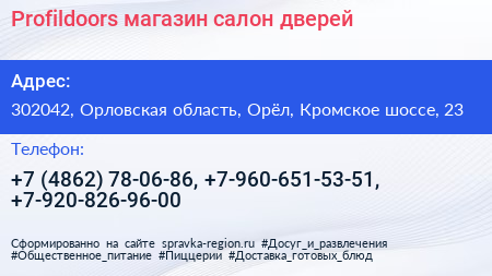 Profildoors магазин салон дверей - визитка