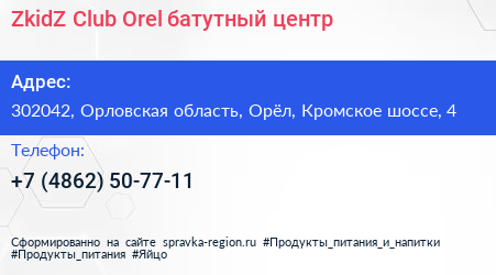 ZkidZ Club Orel батутный центр - визитка