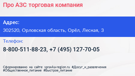 Про АЗС торговая компания - визитка