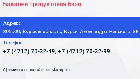 Бакалея продуктовая база - визитка