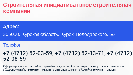 Строительная инициатива плюс строительная компания - визитка