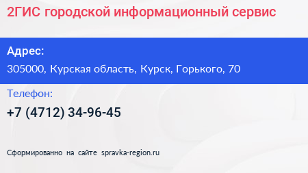 2ГИС городской информационный сервис - визитка