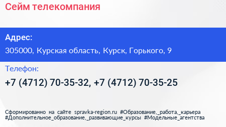 Сейм телекомпания - визитка