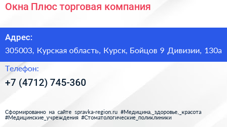 Окна Плюс торговая компания - визитка