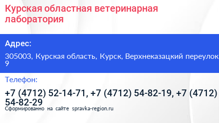 Курская областная ветеринарная лаборатория - визитка
