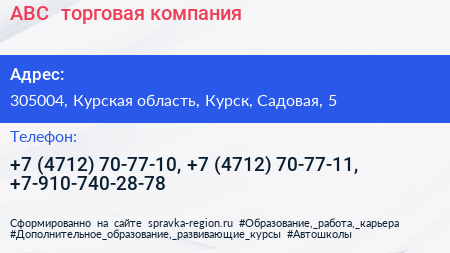 ABC+ торговая компания - визитка