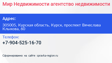 Мир Недвижимости агентство недвижимости - визитка