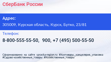 СберБанк России - визитка