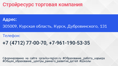 Стройресурс торговая компания - визитка