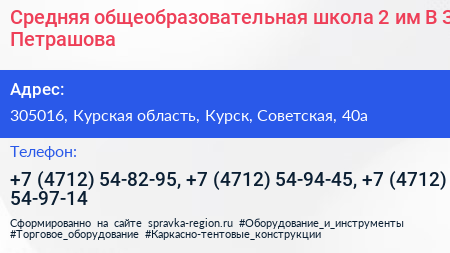 Средняя общеобразовательная школа 2 им В З Петрашова - визитка