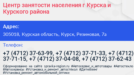 Центр занятости населения г Курска и Курского района - визитка