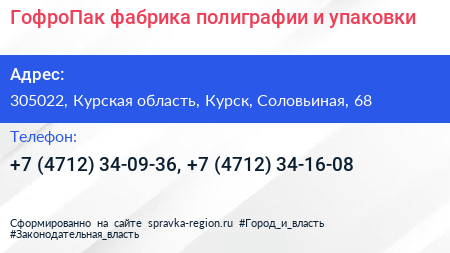 ГофроПак фабрика полиграфии и упаковки - визитка