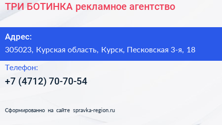 ТРИ БОТИНКА рекламное агентство - визитка
