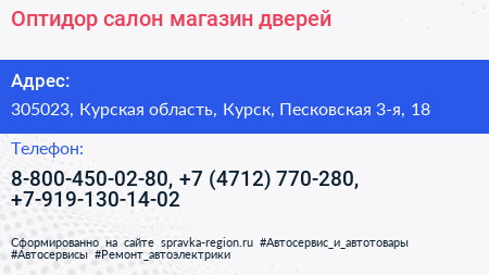 Оптидор салон магазин дверей - визитка