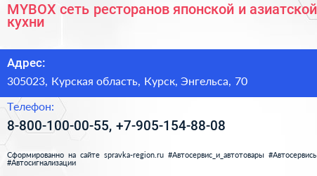 MYBOX сеть ресторанов японской и азиатской кухни - визитка