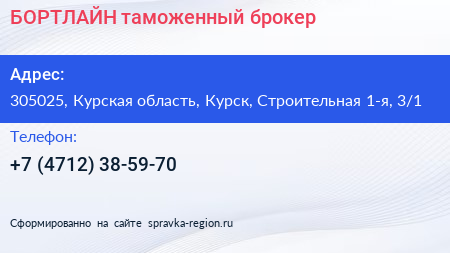 БОРТЛАЙН таможенный брокер - визитка