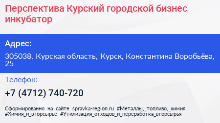 Перспектива Курский городской бизнес инкубатор - визитка