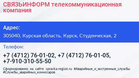 СВЯЗЬИНФОРМ телекоммуникационная компания - визитка