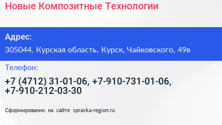 Новые Композитные Технологии - визитка