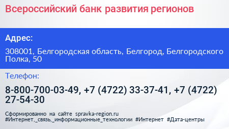 Всероссийский банк развития регионов - визитка