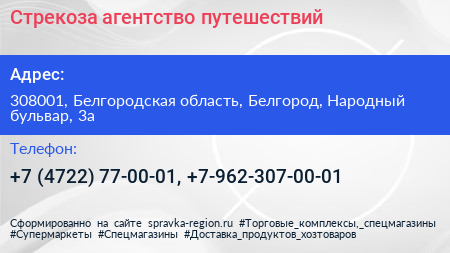 Стрекоза агентство путешествий - визитка