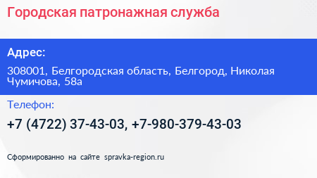 Городская патронажная служба - визитка